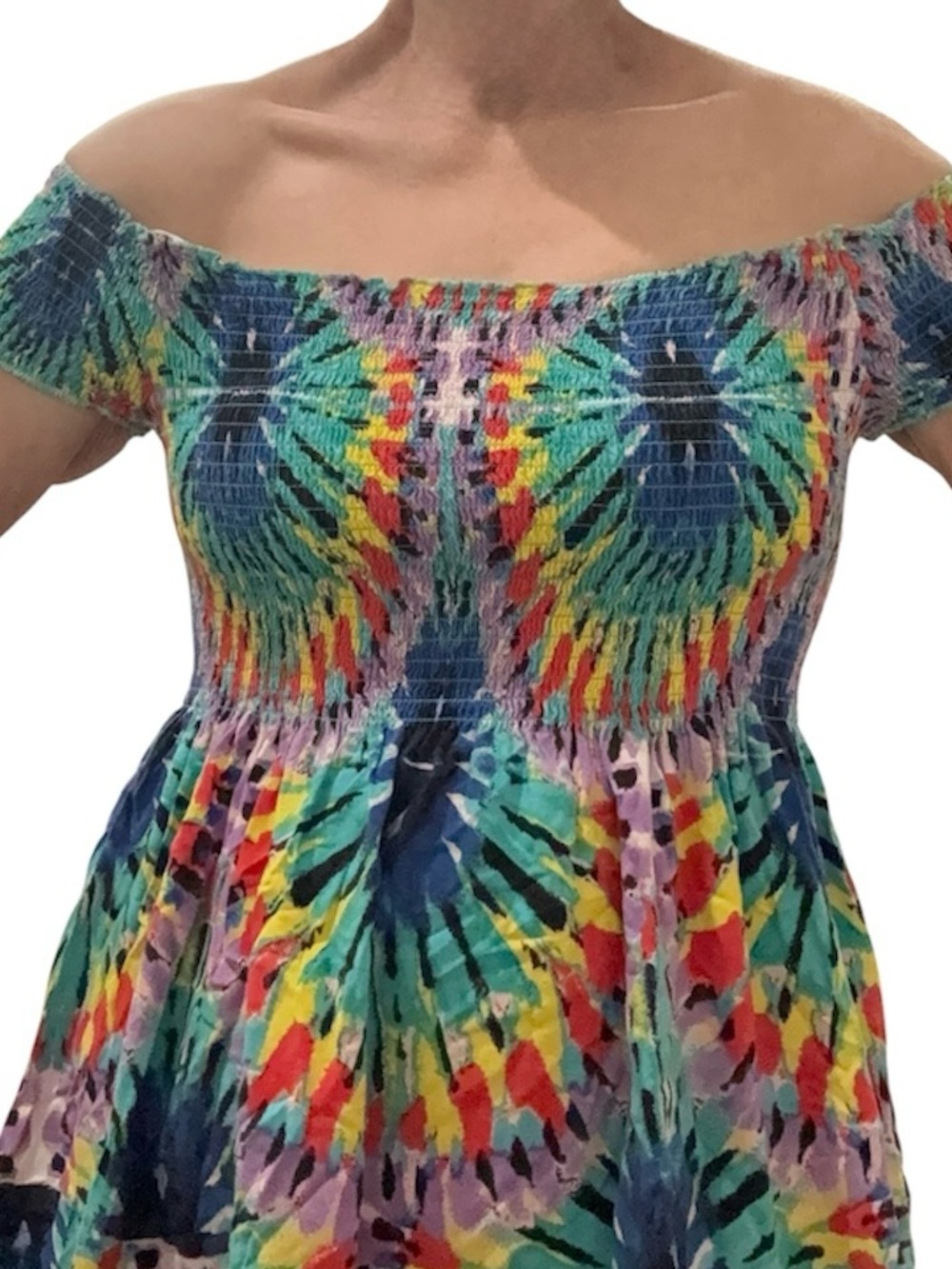 Smocked Bodice Handkerchief Hem Dress Girls XL Women’s Medium - Picture 2 of 9